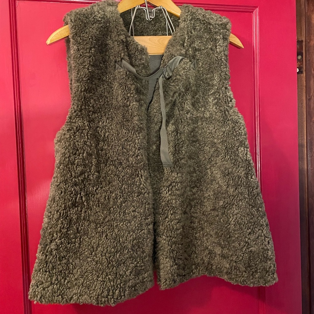 Akemi + Kin Olive Green Teddy Vest